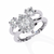 White Gold Oval Halo and Round Diamond Scatter Ring