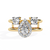 Gold Pear Diamond Halo Ring with Round Accents on Open Double Band