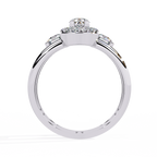 White Gold Oval Halo and Round Diamond Scatter Ring
