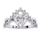 White Gold Heart Diamond Tiara Crown Ring