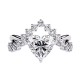 White Gold Heart Diamond Tiara Crown Ring
