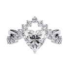 White Gold Heart Diamond Tiara Crown Ring