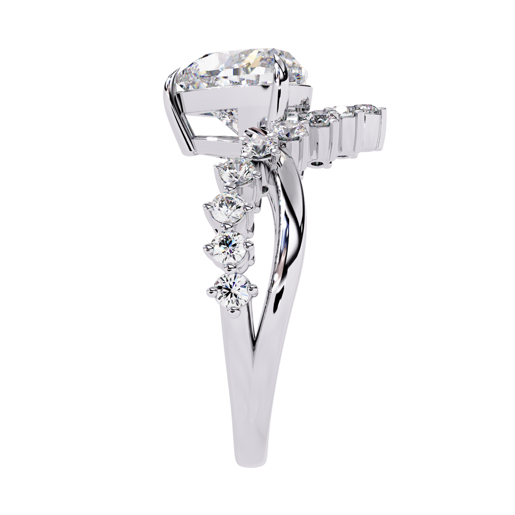White Gold Heart Diamond Tiara Crown Ring