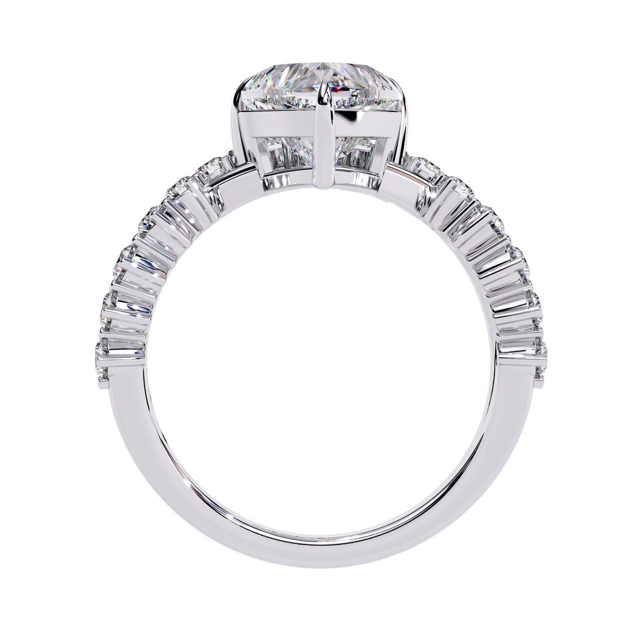 White Gold Heart Diamond Tiara Crown Ring