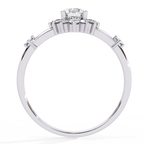 White Gold Round Diamond Sunburst Halo Ring