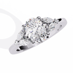 White Gold Oval Diamond Marquise Cluster Shoulder Ring