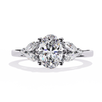 White Gold Oval Diamond Marquise Cluster Shoulder Ring
