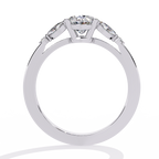 White Gold Oval Diamond Marquise Cluster Shoulder Ring