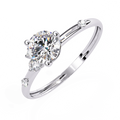 White Gold Round Solitaire Scattered Accent Ring