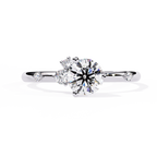 White Gold Round Solitaire Scattered Accent Ring