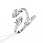 White Gold Three Pear Diamond Open Wrap Ring