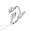White Gold Three Pear Diamond Open Wrap Ring