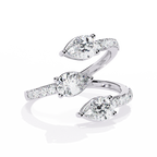White Gold Three Pear Diamond Open Wrap Ring