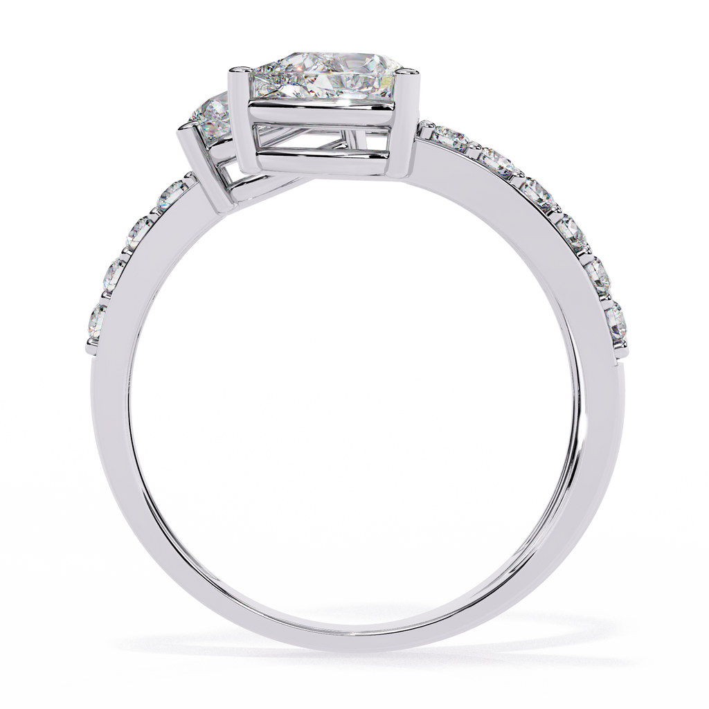 White Gold Three Pear Diamond Open Wrap Ring