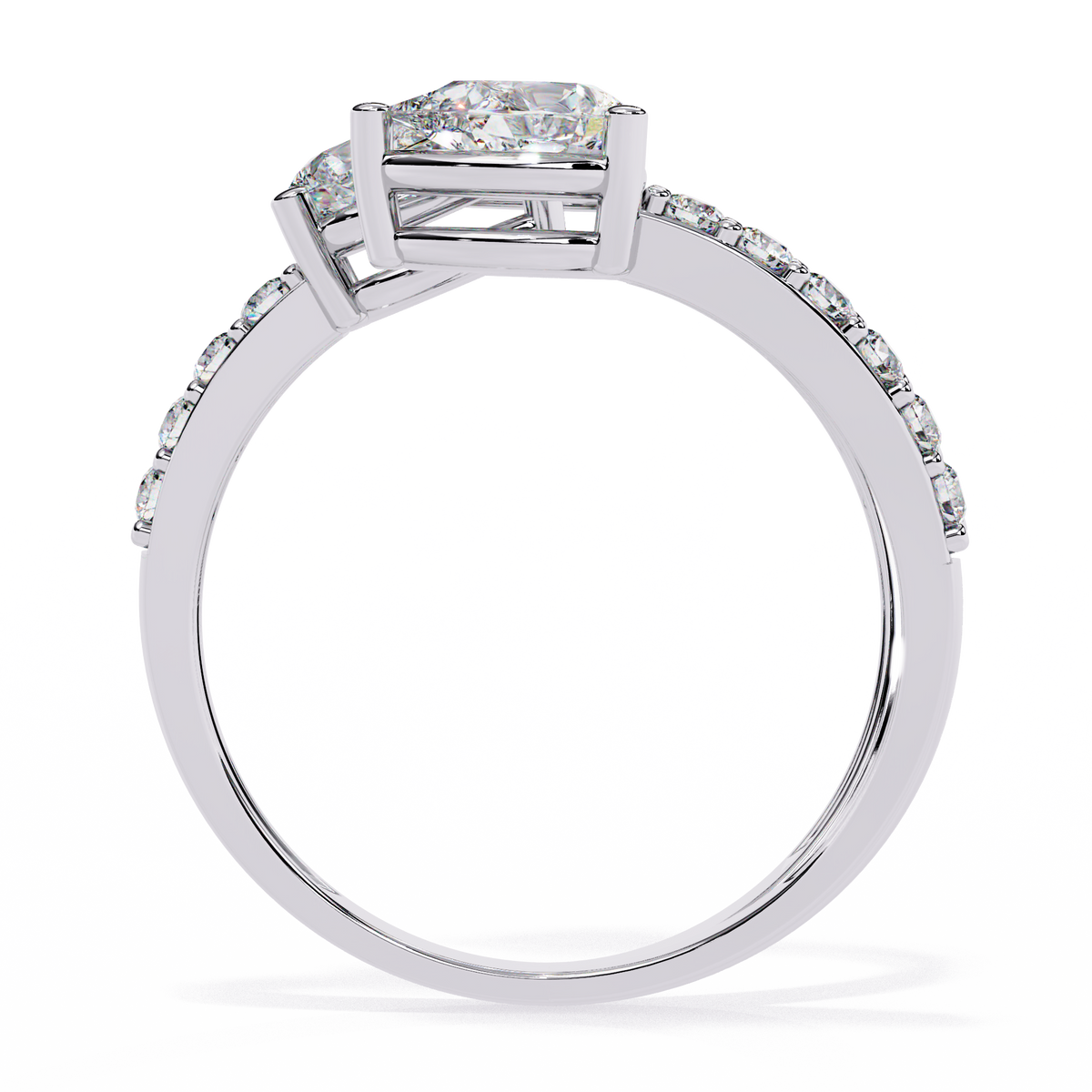 White Gold Three Pear Diamond Open Wrap Ring