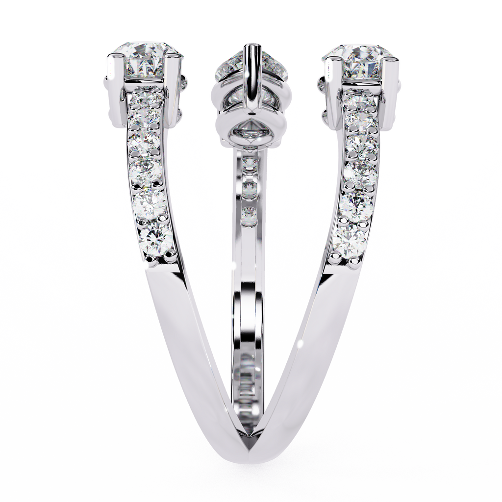 White Gold Three Pear Diamond Open Wrap Ring
