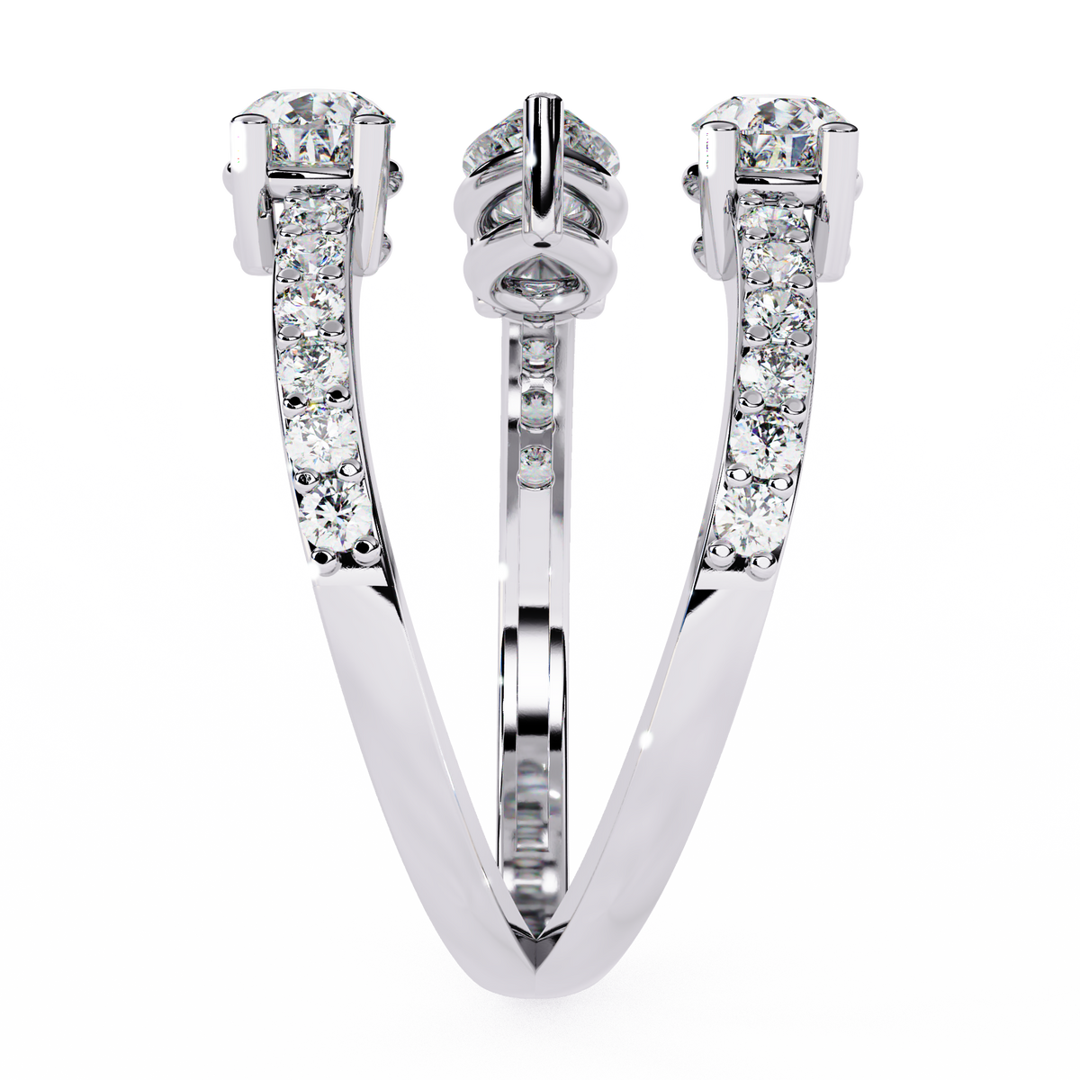 White Gold Three Pear Diamond Open Wrap Ring