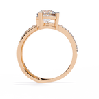 Gold Round Diamond Solitaire Ring with Open Crossover Split Band