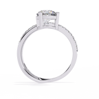 White Gold Round Solitaire Crossover Pavé Band Ring