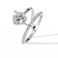 White Gold Round Solitaire Crossover Pavé Band Ring