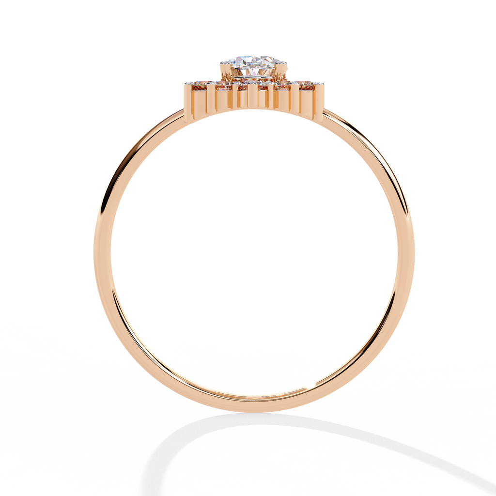 Gold Oval Diamond Starburst Halo Ring