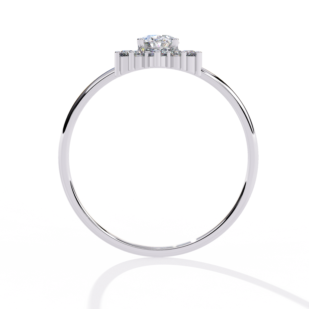 White Gold Oval Diamond Starburst Halo Ring