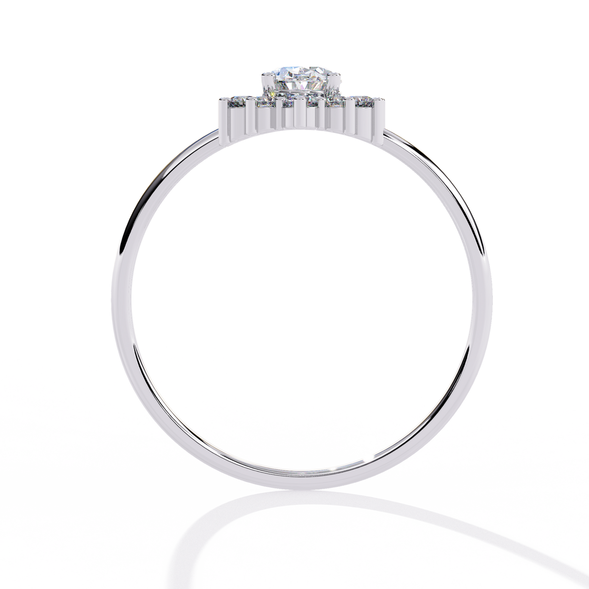White Gold Oval Diamond Starburst Halo Ring