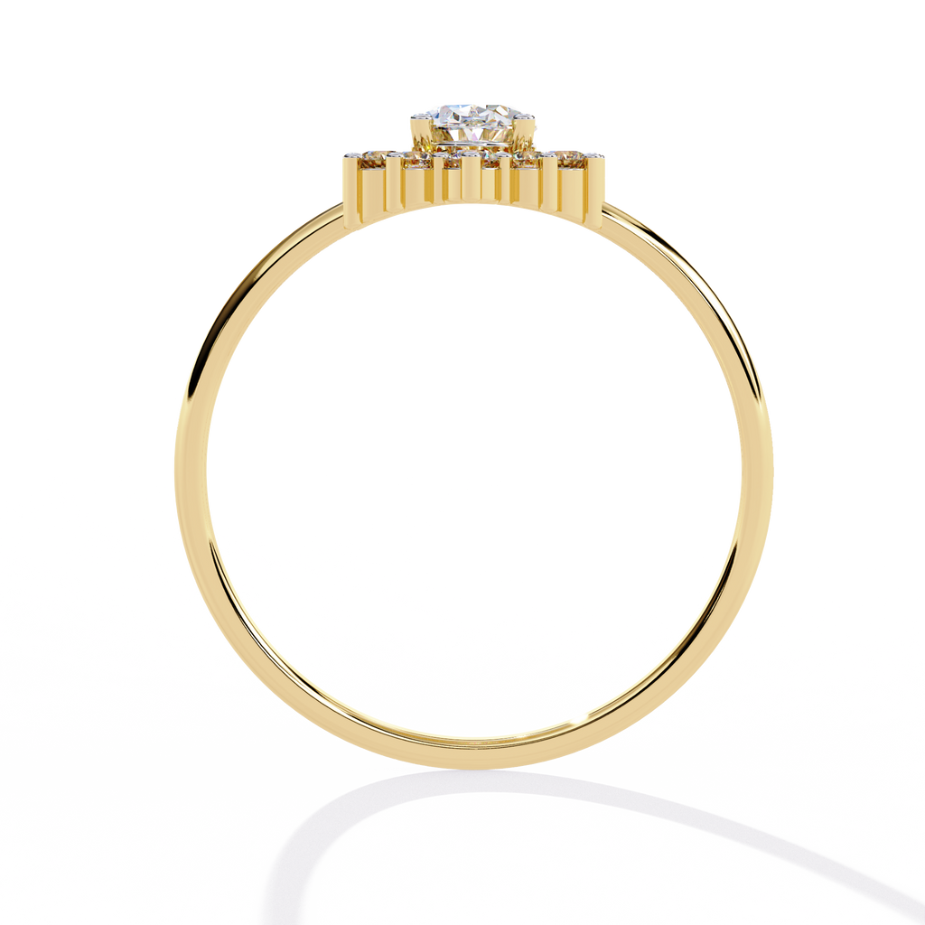 Gold Oval Diamond Starburst Halo Ring