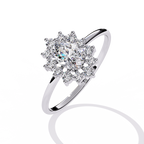 White Gold Oval Diamond Starburst Halo Ring
