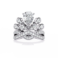 White Gold Pear Diamond Crown Tiara Ring