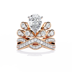 Rose Gold Pear Diamond Crown Tiara Ring