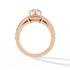 Gold Pear Diamond Crown Tiara Ring with Crossover Diamond Band