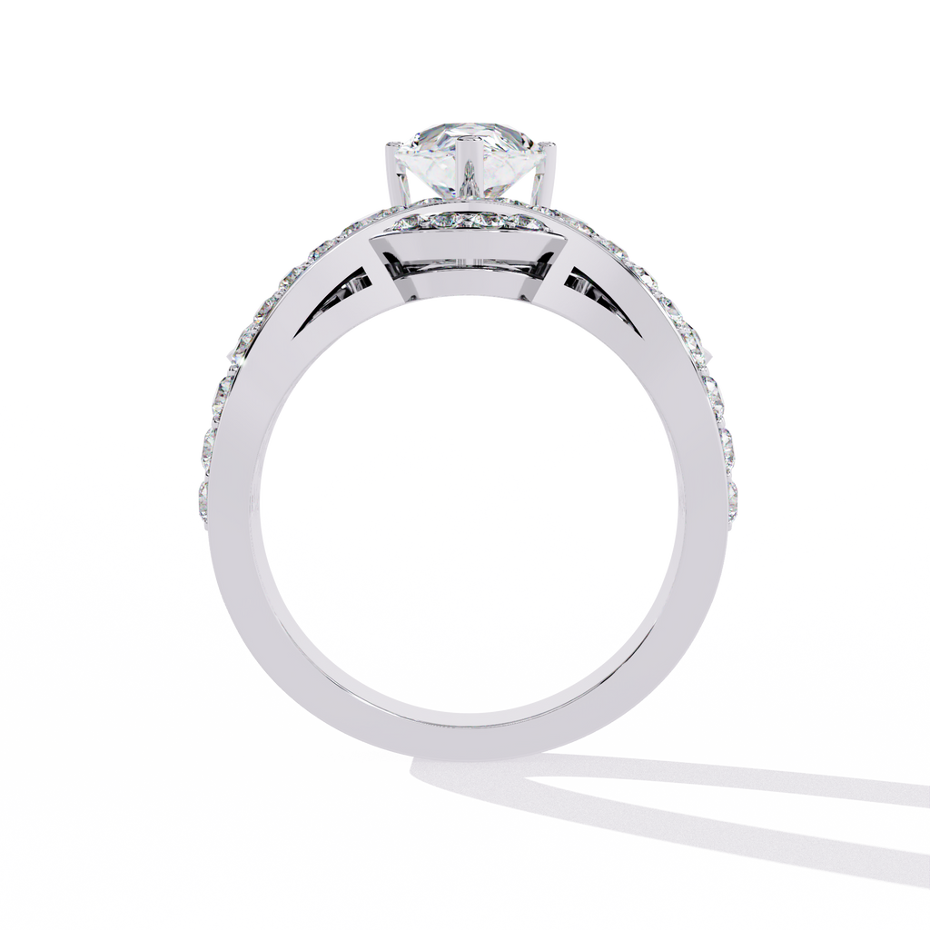 White Gold Pear Diamond Crown Tiara Ring