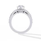 White Gold Pear Diamond Crown Tiara Ring