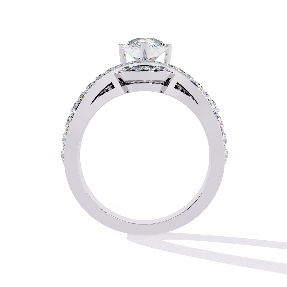 White Gold Pear Diamond Crown Tiara Ring