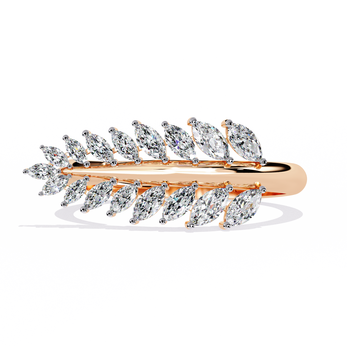 Gold Marquise Diamond Leaf Vine Wrap Ring