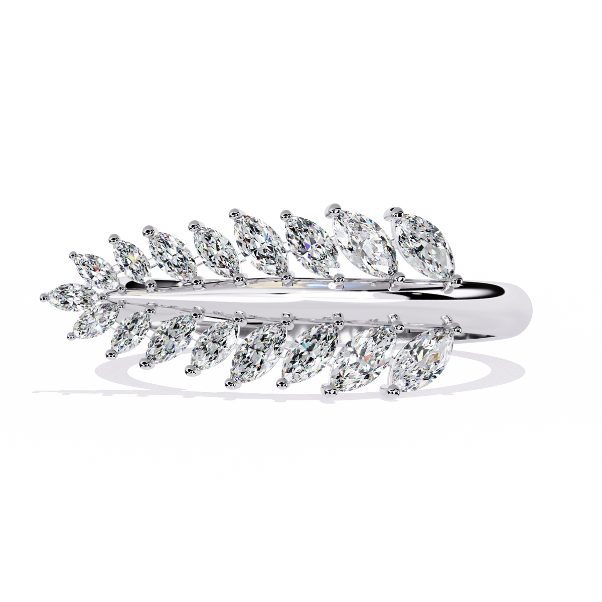 Gold Marquise Diamond Leaf Vine Wrap Ring