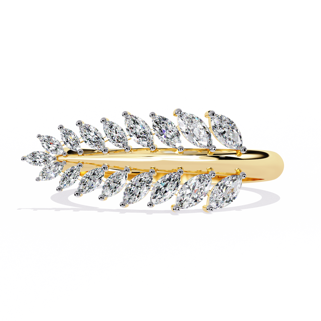 Gold Marquise Diamond Leaf Vine Wrap Ring