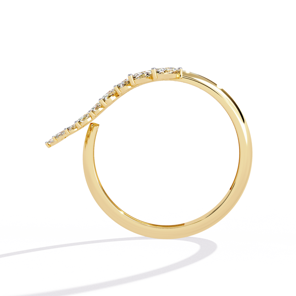 Gold Marquise Diamond Leaf Vine Wrap Ring