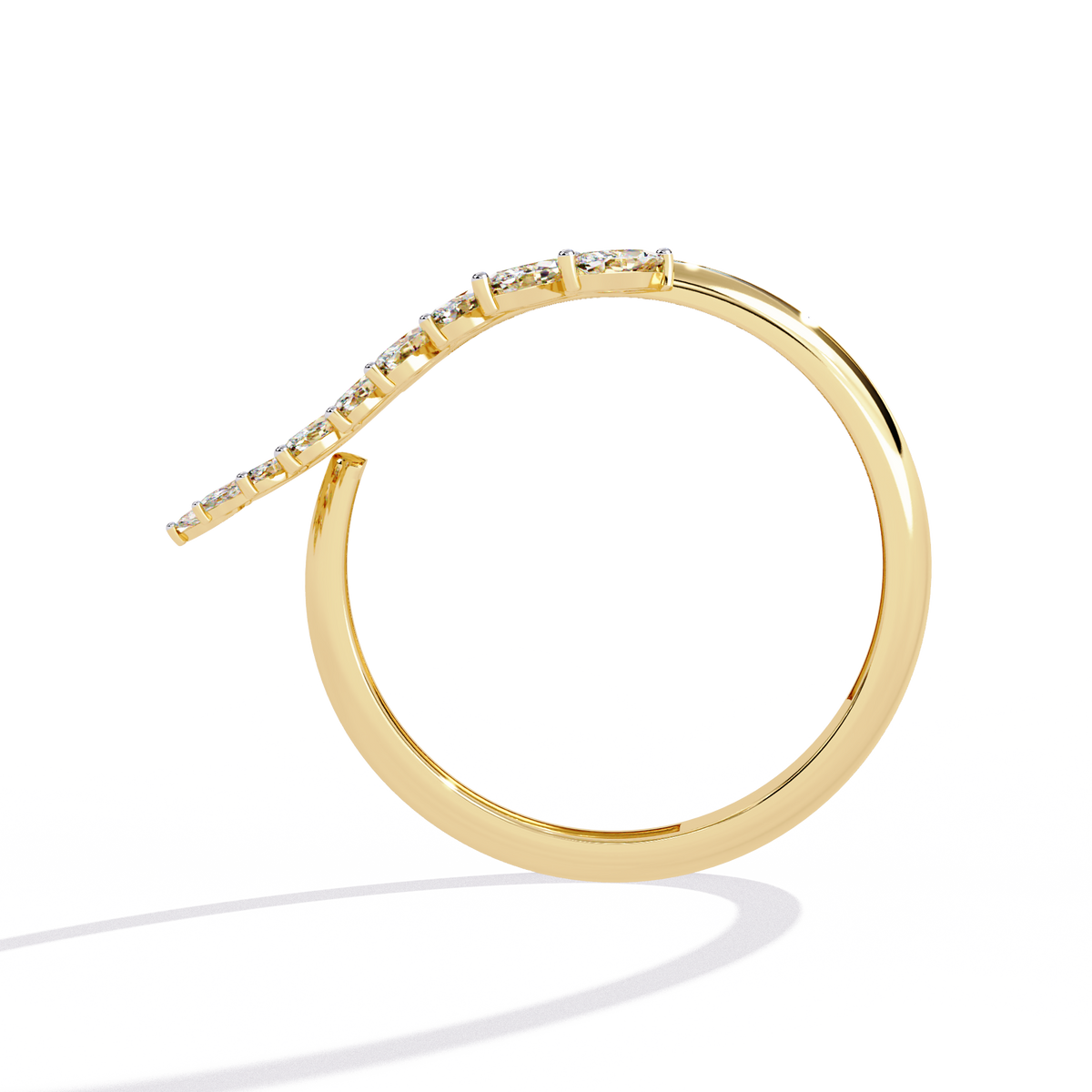 Gold Marquise Diamond Leaf Vine Wrap Ring