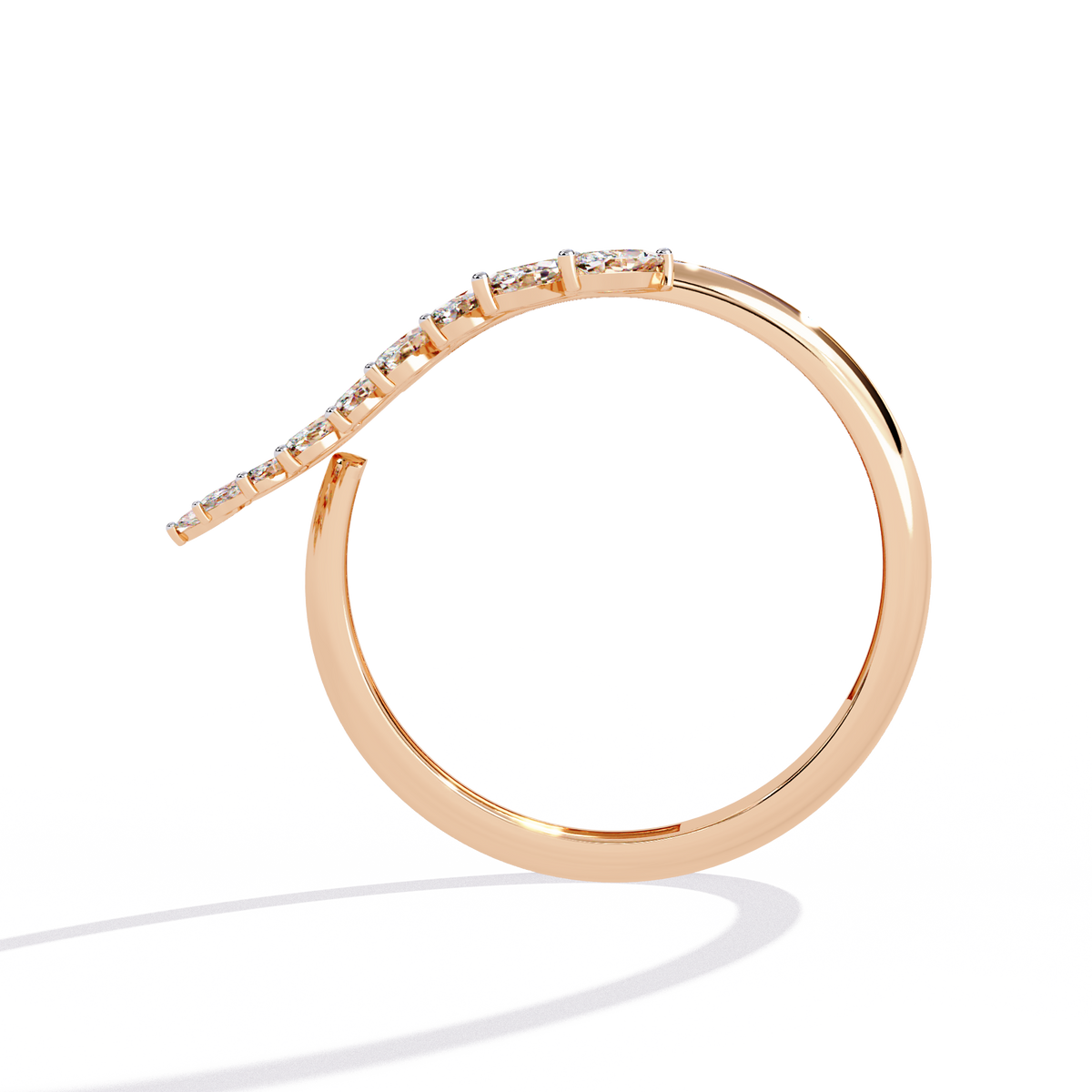 Gold Marquise Diamond Leaf Vine Wrap Ring