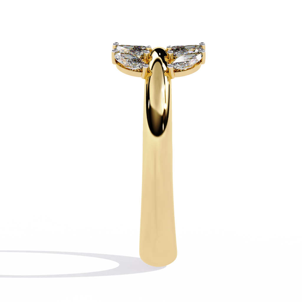 Gold Marquise Diamond Leaf Vine Wrap Ring