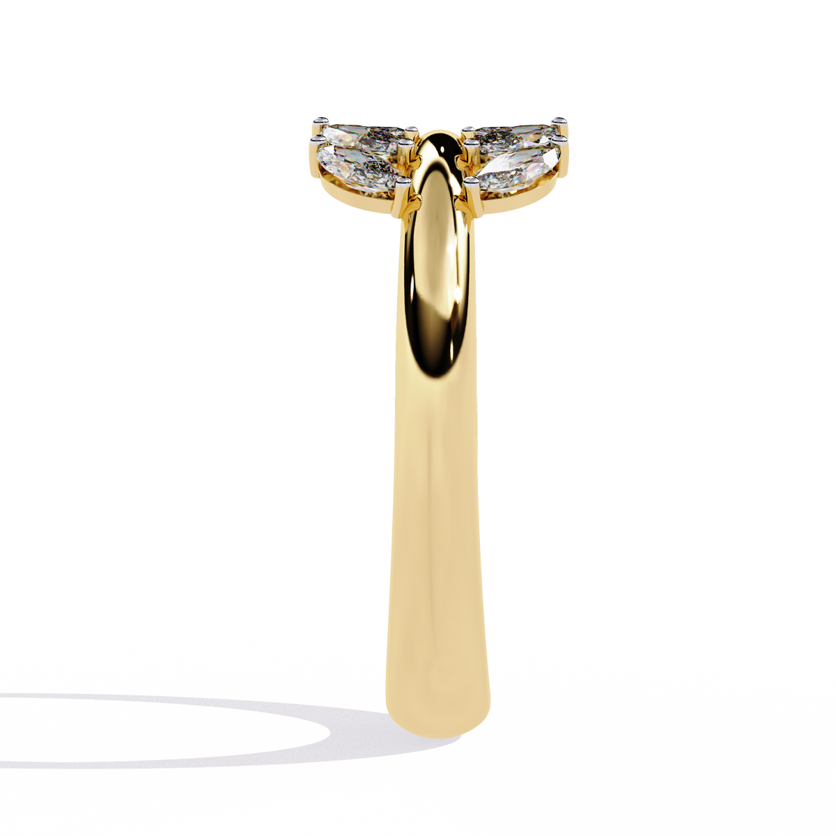 Gold Marquise Diamond Leaf Vine Wrap Ring