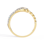 Gold Oval Diamond Toi et Moi Ring with Pavé Cluster and Curb Link