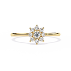 Gold Round Diamond Floral Cluster Ring