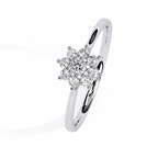 White Gold Round Diamond Floral Cluster Ring