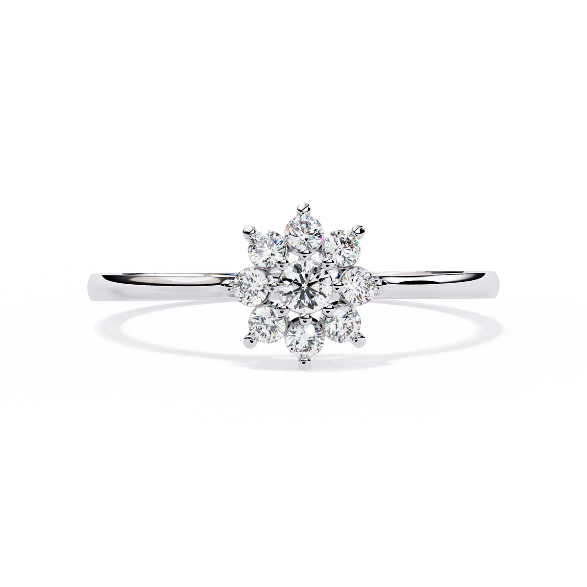 Gold Round Diamond Floral Cluster Ring