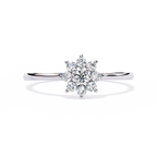 White Gold Round Diamond Floral Cluster Ring