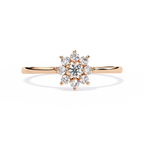 Gold Round Diamond Floral Cluster Ring