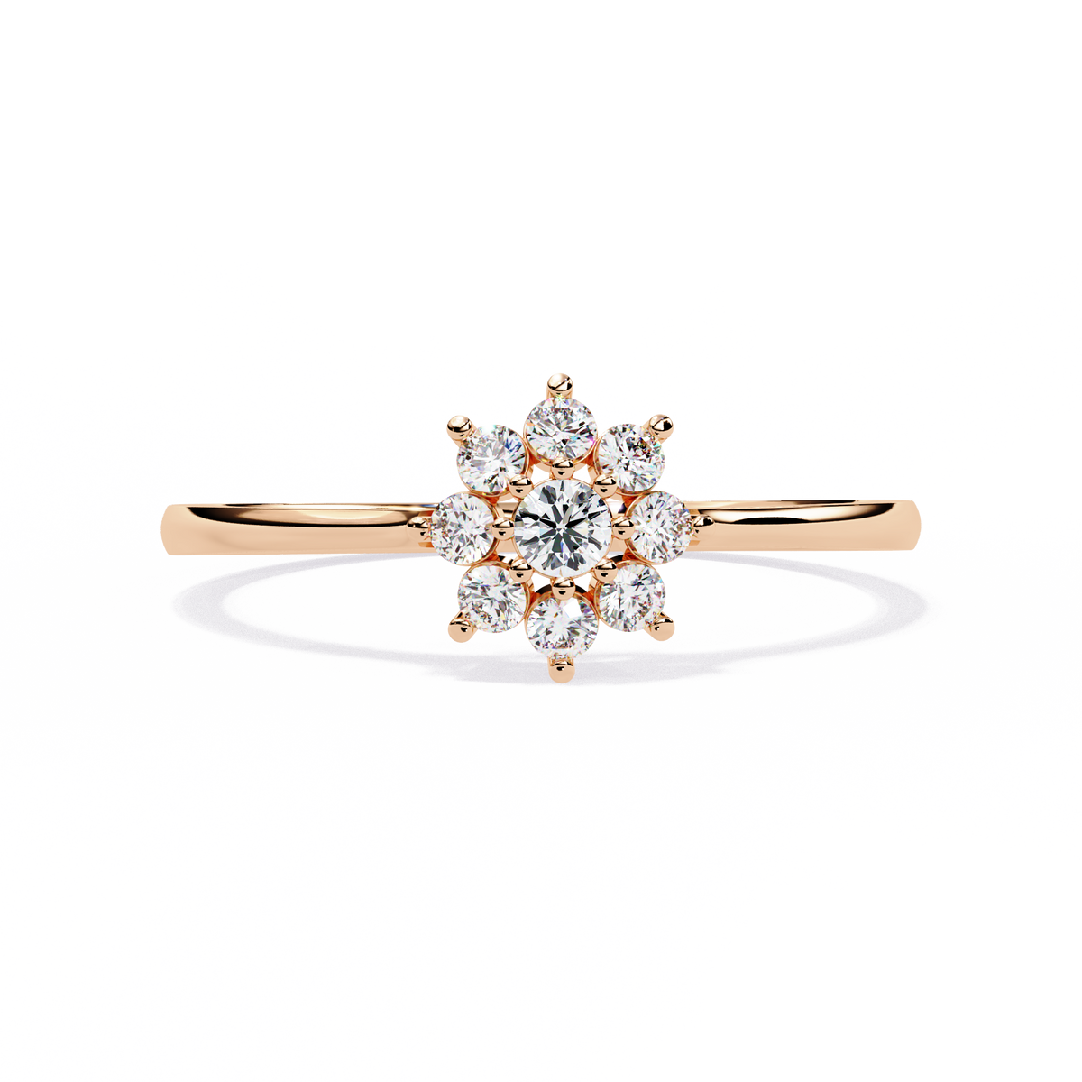 Gold Round Diamond Floral Cluster Ring